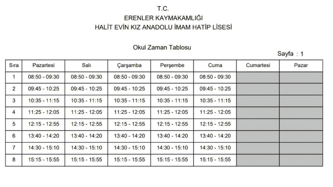 Okul Zaman Tablomuz